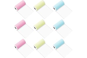 NAEBRO Thermopapier, 9 Rollen Bunt Thermodruckpapier Selbstklebend Thermo Druckerpapier Rollen, Peripage Thermopapier Aufkleber für PeriPage P1 Mini Fotodrucker Etiketten (57 x 30mm)