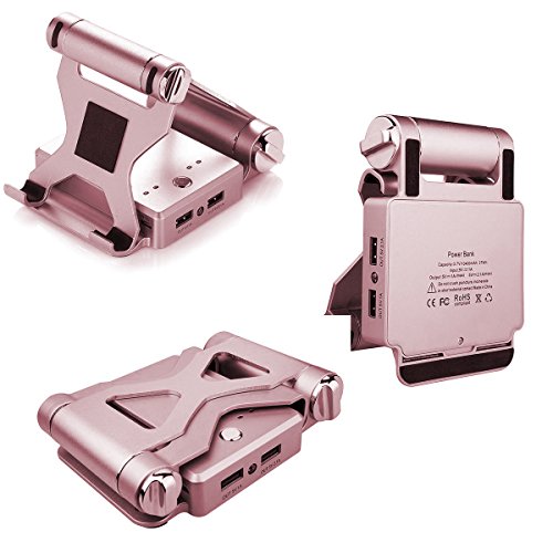 ULTRICS® Einstellbare Aluminium Handy Stand mit 10000mAh Dual USB Powerbank, 270 Grad Drehen Multi Betrachtungswinkel Handy-Standplatz, Desktop-Lade-Dock für iPhone iPad Samsung Galaxy Sony Xperia HTC LG iPod Nokia Tablet für Home Office Küche - 4