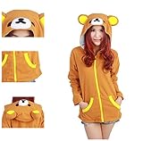 Casa Unisex Cartoon Jacke Pyjama Tieroutfit Seitentaschen Reißverschluss Mit Kapuze Tier Cosplay Sweatshirt Halloween Kostüm Hoodies Bär(XL, Bär) -
