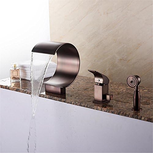 Oil-rubbed Bronze Waterfall Shower Set with Handheld Shower Bathtub Sitting Type Tub Taps Faucet Mixer for Bathroom Hot and Cold Water alternative