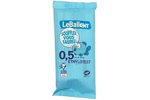 HOMESOFT ETHYLOTEST CONTRALCO certifié Label NF X20702 - Taux 0,5 g/l - Lot de 50 ex - Sans chrome - Produit Français - Le ballon : Soufflez vous saurez Test Alcool à Usage Unique Alcootest NF certifié