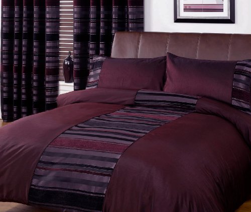 Just Contempo Striped Duvet Cover Set, Double, Purple