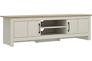 Galano Limestone Wide TV Stand – 150cm Entertainment Unit for up to 65" TV, 2-Door Cabinet, Light Grey