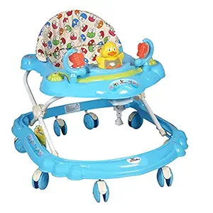 SUNBABY, High Quality w/ Safety Standards Baby Walker, Height Adjustable, w/ Light & Musical Toys Piano & Rattles, Kids Walker for Babies Cycle, w/ Soft thick Cushioned Seat-Activity Walker for Kids-Blue