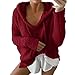 Produktbild Hoodie Sweatshirt Damen, DoraMe Frauen Mohair Kapuzenpullover Winter Warme Bluse Langarmshirts Kapuzen Pullover mit Kordelzug (Weinrot, S)