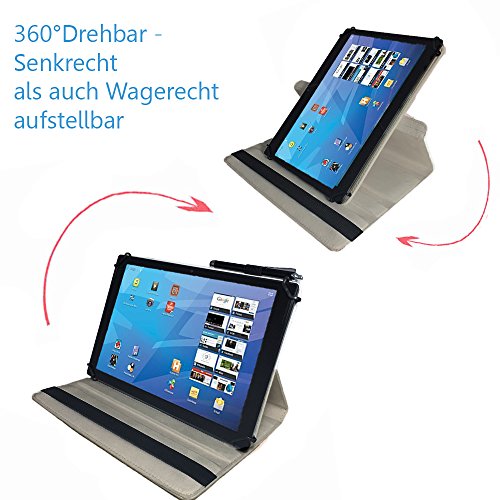 Tablet Tasche für Samsung Galaxy Tab A6 10.1 zoll Schutz Hülle Etui Case + Touch Pen – 10.1 Zoll Grau 360 - 3