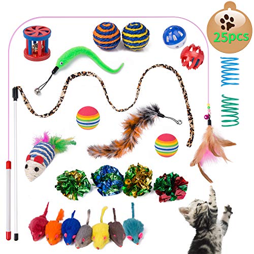 Yangbaga Katzenspielzeug Katze Maus und Bälle verschiedene mit Tinkerbell und Federn, Crinkle Kugeln und Katzen Minze Ball enthalten, Weihnachtsgeschenk für Kitty Kätzchen (20 Stück) Yangbaga Katzenspielzeug Katze Maus und Bälle verschiedene mit Tinkerbell und Federn, Crinkle Kugeln und Katzen Minze Ball enthalten, Weihnachtsgeschenk für Kitty Kätzchen (20 Stück)