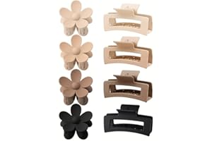 ZSPERKLA 8 Stück Große Haarklammer, Haarspangen Damen für dickes Haar Rutschfestes Klauenklammern Haar Jaw Clips für Frauen Mädchen(neutral)
