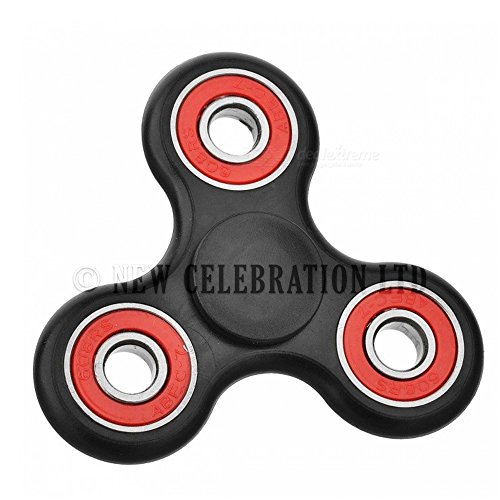Tri Fidget Hand Spinner Black & Red EDC ADHT Tri Spinner Finger Toy Autistic Anxiety Relief Fun Tools