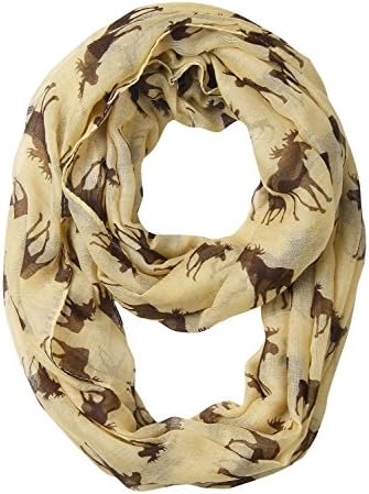 DAMILY Infinity Scarf Ring Moose Pattern Womens Shawls (Beige)