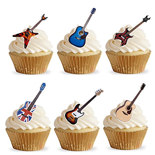 Cupcake Dekor, Gitarren aus Esspapier, Kuchendekoration, 28 Stück