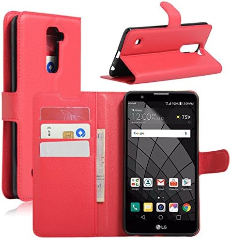 LG Stylus 2 Case, HL Brothers [Kickstand] [All Around Protection] Leather Wallet Flip Phone Case Cover with Stand Card Holder for LG Stylus 2 2016 Smartphone (Red)
