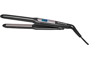 Remington Hair Straightener with Extra Slim Plates (for Short Hair, Pixies, Bangs, Small Curls, Advanced Ceramic Coating, Digital Display, 9 Settings 150-230°C, Fast Heat up) S5515