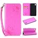 Produktbild Lonchee Sony Xperia M4 Aqua Wallet Tasche Brieftasche Schutzhülle , geprägten Design Hochwertige PU Leder Folio Tasche Case Hülle im Bookstyle mit Standfunktion Kredit Kartenfächer (Rose)