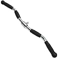 Max Strength Barbel Machine Cable Attachment Pro Grip Revolving Non Slip Handle Bar Pro Grip Revolving pull down Lat Bar-Silver, for Bicep Tricep