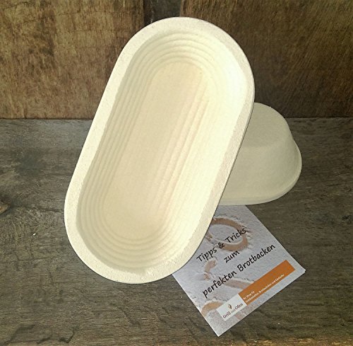 Gärkorb Gärkörbchen Holzschliff für 1,0 kg Brote lang oval mit Rillenmuster, inkl. Info ‚perfekt Brot backen ‚ - 4