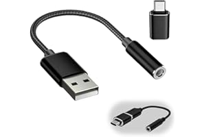 Adaptador de Audio USB a Jack 3,5mm 2 in 1, Tarjeta de Sonido Externa USB, Adaptador de Auriculares y Micrófono con Convertidor USB-B a USB-C, Plug and Play para PC Portátil Desktop