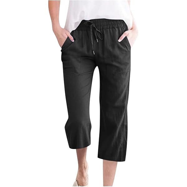 Musselin Sommerhose Damen - Leichte 3/4 Caprihose Mit Taschen Für Strand & Freizeit