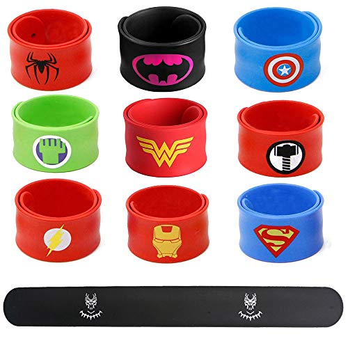 JLZK Bande de Bracelets Slap Super-héros pour Enfants garçons & Filles fête Noël Cadeaux Halloween fournit des faveurs, des Jouets, des Prix de l'école (10 Pcs-2)