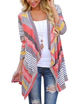 Cardigan da donna, stile bohemian, a scialle irregolare, fantasia floreale a strisce casuali, tunica, poncho,...