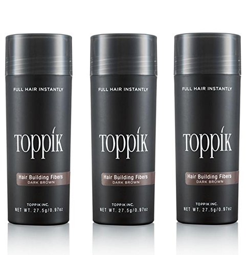 3 x TOPPIK 27,5 g. Haarverdichter Streuhaar Schütthaar Hair Fibers Microhairs, Farbton:Mittelbraun (Medium Brown)