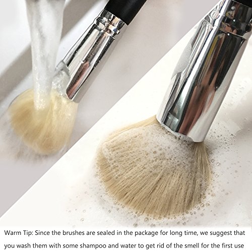 Qivange 15 stück makeup Pinselset synthetisches kosmetik Pinsel Set Foundation Lidschatten Pulver schminkpinsel mit kosmetik Tasche(Schwarz Silber) - 4