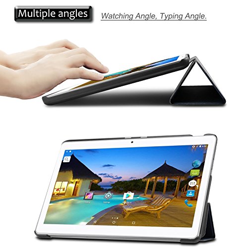 YunTab 3G Tablet 10.1 Zoll/ACEPAD A101 (10.1″) TABLET PC Hülle Case, Infiland Ultra Dünn Tri-Fold Muschel PU Leder Schlank Superleicht Ständer Shell Cover Schutzhülle Etui Tasche für 10.1″ Android Tablet-PC Inklusive XIDO X111, 10 Zoll Tablet Pc(25,7 cm), Artizlee 10 Zoll (10.1″) Tablet PC ATL-21L 1280×800, XIDO Z120/3G Tablet Pc 10 Zoll(Überprüfen Sie bitte die Details der kompatibelen Tablet-Modell-Liste in Produktbeschreibung)(Dunkleblau) - 4