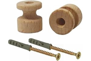 METOO DESIGN Isolatori In Legno Verniciabile per Cavi Elettrici Trecciati. Completi di Viti e Tasselli. Diametro 18 mm. Confezione 5 Pz