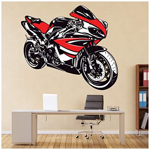azutura Rosso e Bianco Yamaha R1 Adesivo Murale Sport motociclistici Adesivo da Parete Garage per Ragazzi Arredamento Disponibile in 8 Misure Gigantesco Digitale