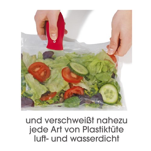 Tüten-Versiegler 3V ( Tüten-Verschweißer – Versiegler mit Heizspule zum luft- und wasserdichten Verschließen von Kunststofftüten ) (rot) - 2