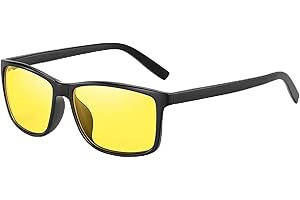 DqiUnaX Nachtsichtbrille, Nachtfahrbrille Damen Herren, Gelbe Gläser Für Autofahrer, Brille Für Nachtfahrten, Matt Schwarz Rahmen