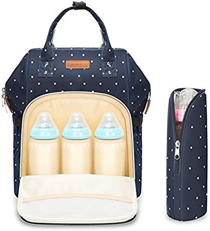 Multifunction Nappy Changing Bag, Large Capacity Travel Baby Changing Rucksack Tote Reusable , Lightweight Stylish Durable Backpack with Bottle Insulated Pocket for Mommy and Dad, Pot Blue