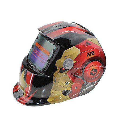 Preisvergleich Produktbild Hanbaili Schweißhelm, TerminatorSolar Powered Schweißhelm Auto Verdunkelung Hood, für Mig Tig Arc Schweißer Maske Blue Eagle Design