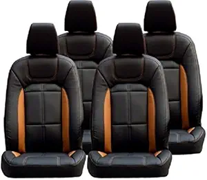 Khushal Leatherite Faux Leather Front and Back Seat Cover Set for Maruti Celerio - KS057MC (Black and Orange)