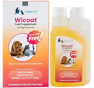 Wicoat Dog Skin Coat Supplement Syrup Cat, 250ml - Multivitamins Itchy Dry Skin Care Treatment - Sardine Fish Oil, Flaxseed Oil, Soybean Oil