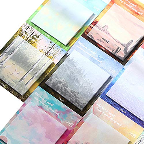 Preisvergleich Produktbild 8Pcs Ölgemälde Haftnotizen Schule Schreiben Selbstklebenotizzetteln Pad Büro Things Liste-Reminder Desktop Notepad tun