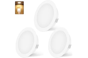 KYOTECH Faretto da incasso a LED, 230 V, dimmerabile, 3 W, 3000 K, luce bianca calda, ultra piatto, 300 lm, foro 55-58 mm e 15 mm, IP44, faretto da incasso per armadio a specchio, bianco, set da 3