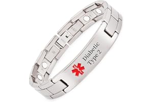 YINOX Armband für Herren, Titan, medizinisch, personalisierbar, 22 cm / 13 mm, Diabetiker-Typ 2