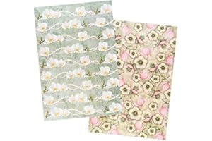 Ideen mit Herz 2 hojas de papel de arroz, papel de decoupage, DIN A4, 2 diseños diferentes, vintage, Navidad, etc. (flores 16)