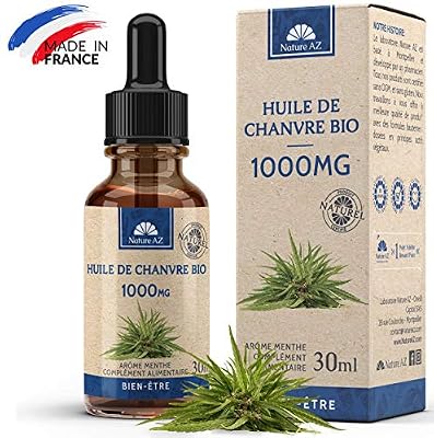 Nature AZ HUILE DE CHANVRE BIO 30ML - 1000MG - GOÛT MENTHOL - SOMMEIL PLUS PROFOND - ANTI-DOULEUR - DÉ-STRESS - ANTI-INFLAMMATOIRE - FABRIQUÉ EN FRANCE (Menthe, 1000MG)