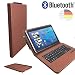 Produktbild NEW | Bluetooth QWERTZ Tastatur für Walton Walpad 10b Schutz Hülle mit Standfunktion - 10.1 Zoll Braun Bluetooth