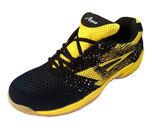 xAQUA Sports Unisex Yellow Black Badminton Shoes Men