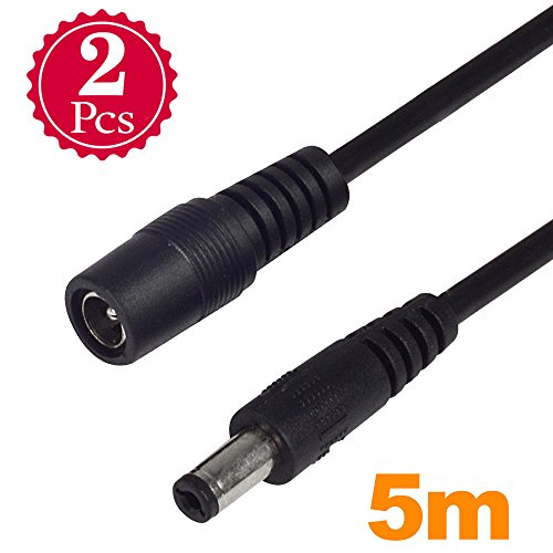 MENGS® 2 Stück 5 Meter DC 5.5x2.1mm DC12V männlichen zu weiblichen Netzkabel