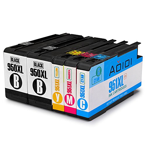 Aoioi Kompatibel Tintenpatronen Ersatz für HP 950XL 951XL Multipack Druckerpatronen 5er-Pack Hoher Reichweite Kompatibel mit HP Officejet Pro 8620 8610 8600 Plus 276dw 8100 8615 251dw 8625 8660 8640 8630 Patronen(2 Schwarz, Blau, Rot und Gelb)