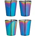 BarCraft BCSGRBOW4PC Metallic Rainbow Iridescent Shot Glasses, 50 ml (2 fl oz), Set of 4, 5 x 5 x 6 cm