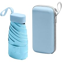Mini Parapluie Compact Avec Boîte De Rangement - Bleu Ciel - Imperméable Et Anti-UV - Parfait Pour Voyage - 7