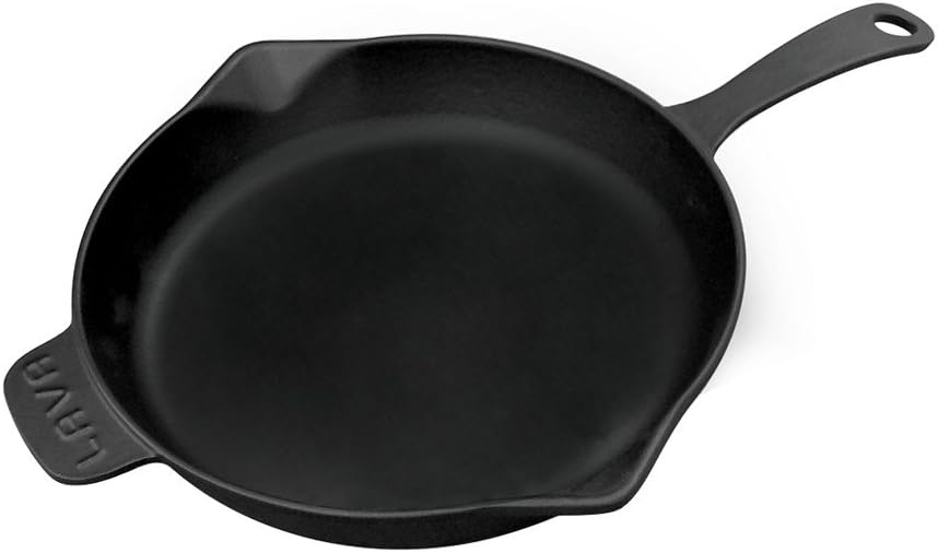 Lava Metal Döküm Yuvarlak Kızartma Tavası, Metal Kulplu, 28 cm, Siyah