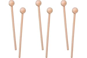MOAZIFI 6 Stück Holzschlägel 21cm Xylophon Schlägel Holz Percussion Sticks, Glockenspielschlägel mit Holzgriff Rhythmus Trommelstöcke für Xylophon Glockenspiel Holzblock, Kinder Baby Musik Lernspielzeug