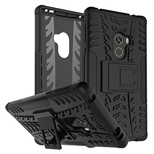 SMTR Xiaomi Mi Mix  6 4   Funda   Heavy Duty  H  brida Rugged Armor Case Choque Absorci  n Protecci  n Dual Layer Bumper Carcasa con pata de Cabra para Xiaomi Mi Mix Negro