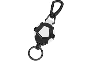 NOKAPIN Retractable Keyring, Heavy Duty Retractable Lanyard, Extendable Retractable Keychain with Steel Wire Rope Retractable ID Badges Holder((Black White)